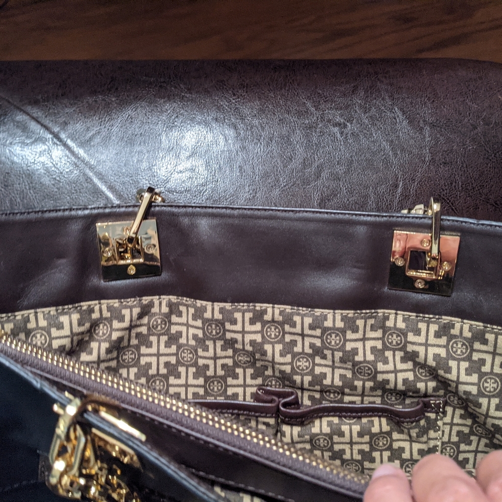 HTF Tory Burch Chain Leather Tote Authentic! SALE - Picture 7 of 13